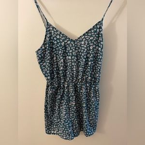 Shein green floral romper